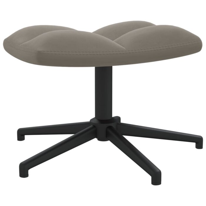 Chaise de relaxation avec tabouret Gris clair Velours – Image 8