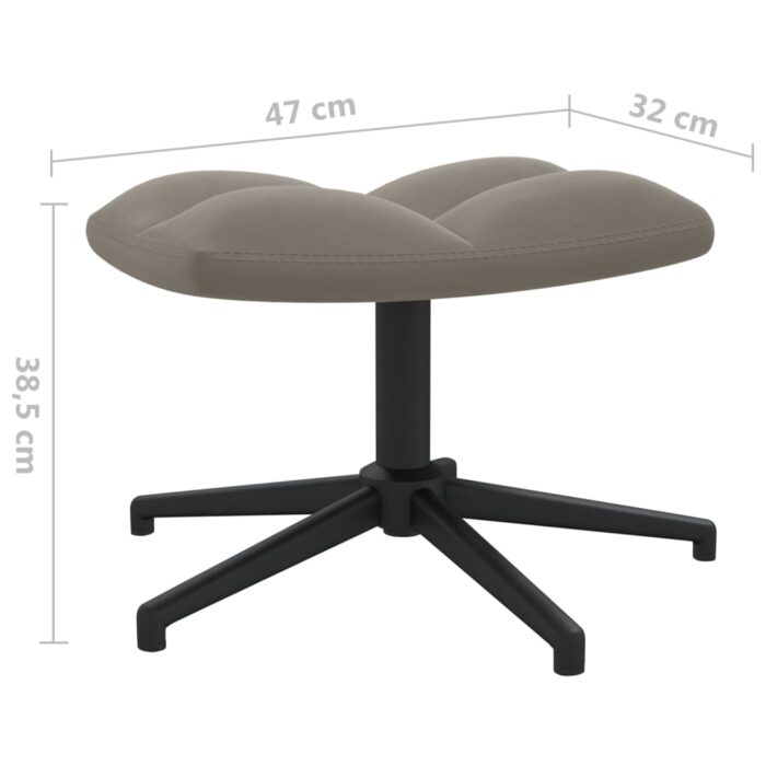 Chaise de relaxation avec tabouret Gris clair Velours – Image 9