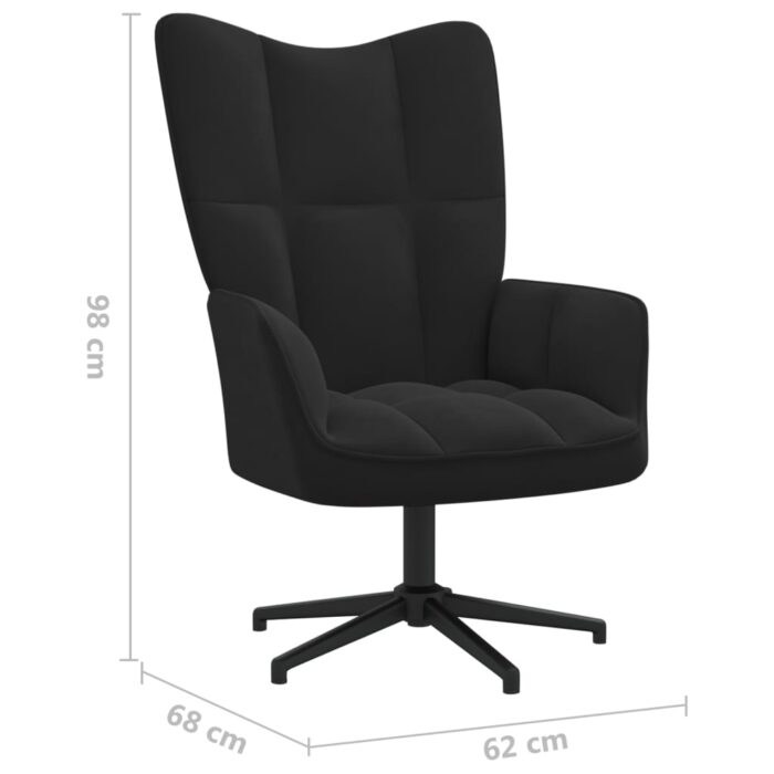 Chaise de relaxation avec tabouret Noir Velours – Image 10