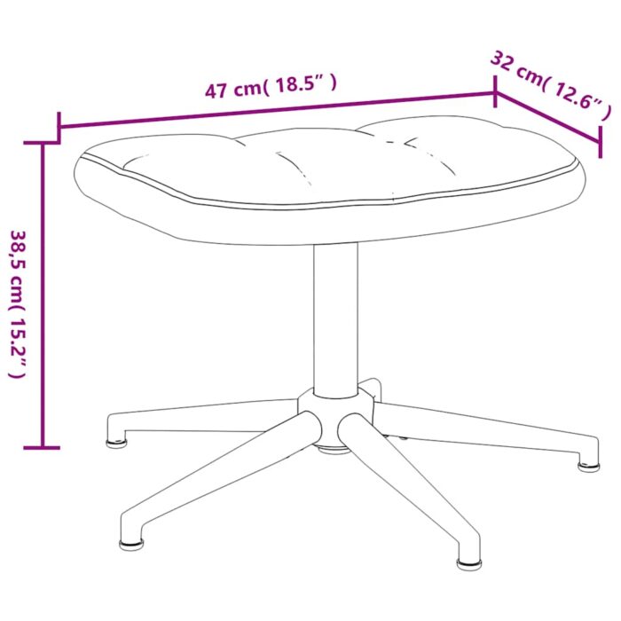 Chaise de relaxation avec tabouret Noir Velours – Image 11