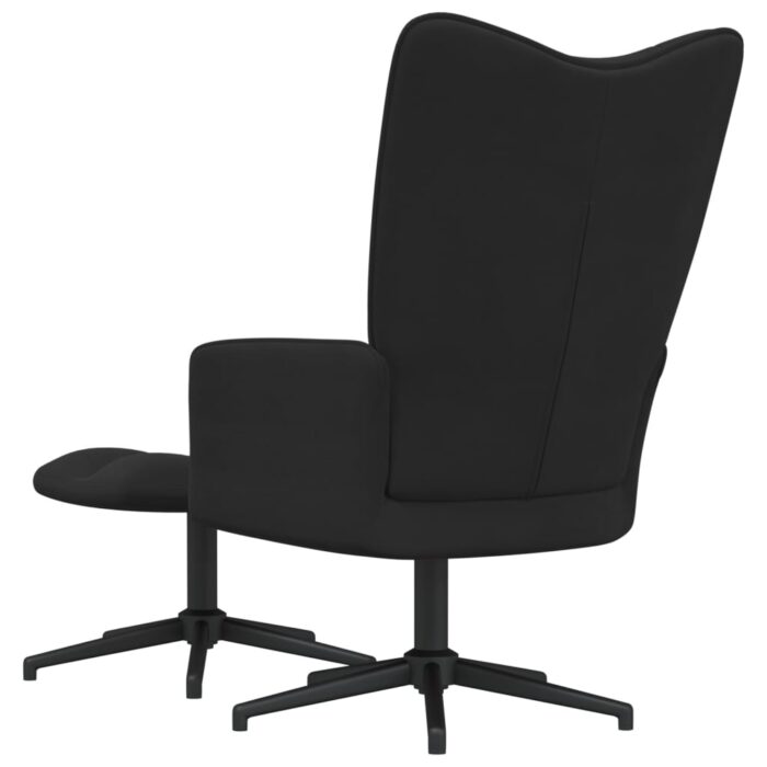 Chaise de relaxation avec tabouret Noir Velours – Image 4