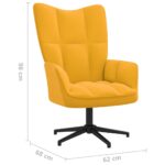 Chaise de relaxation avec tabouret Jaune moutarde Velours – Image 10