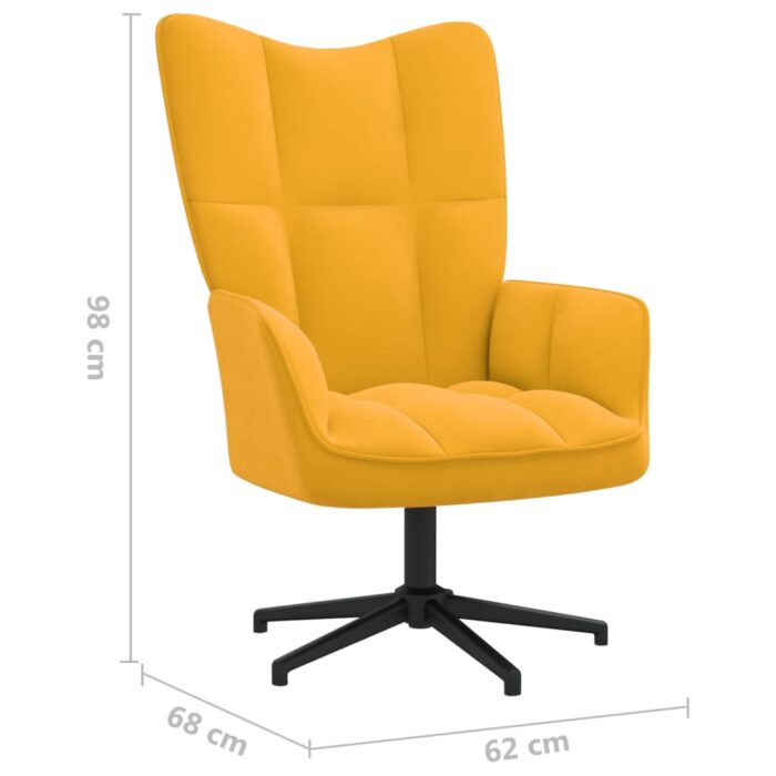 Chaise de relaxation avec tabouret Jaune moutarde Velours – Image 10