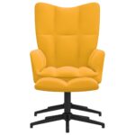 Chaise de relaxation avec tabouret Jaune moutarde Velours – Image 2