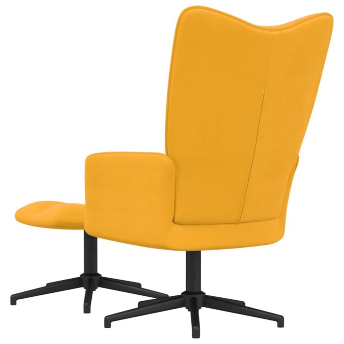 Chaise de relaxation avec tabouret Jaune moutarde Velours – Image 4
