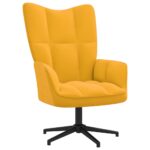 Chaise de relaxation avec tabouret Jaune moutarde Velours – Image 5