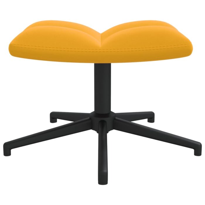 Chaise de relaxation avec tabouret Jaune moutarde Velours – Image 7