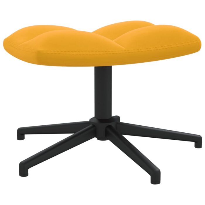 Chaise de relaxation avec tabouret Jaune moutarde Velours – Image 8