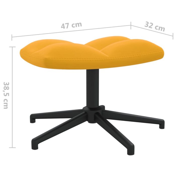 Chaise de relaxation avec tabouret Jaune moutarde Velours – Image 9