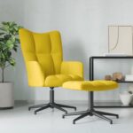 Chaise de relaxation avec tabouret Jaune moutarde Velours