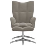 Chaise de relaxation avec tabouret Gris clair Velours – Image 2