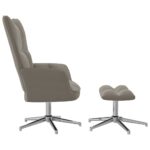 Chaise de relaxation avec tabouret Gris clair Velours – Image 3