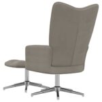 Chaise de relaxation avec tabouret Gris clair Velours – Image 4