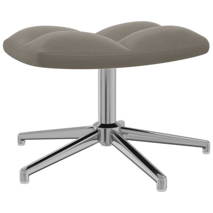 Chaise de relaxation avec tabouret Gris clair Velours – Image 8