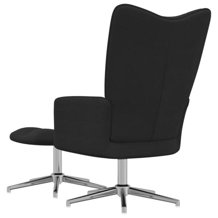 Chaise de relaxation avec tabouret Noir Velours – Image 4