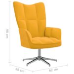 Chaise de relaxation avec tabouret Jaune moutarde Velours – Image 10