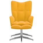 Chaise de relaxation avec tabouret Jaune moutarde Velours – Image 2
