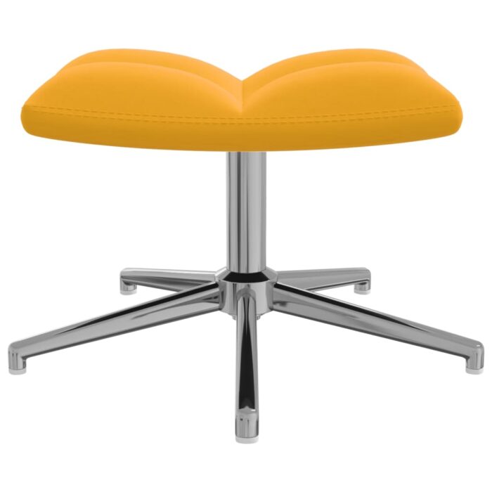 Chaise de relaxation avec tabouret Jaune moutarde Velours – Image 7