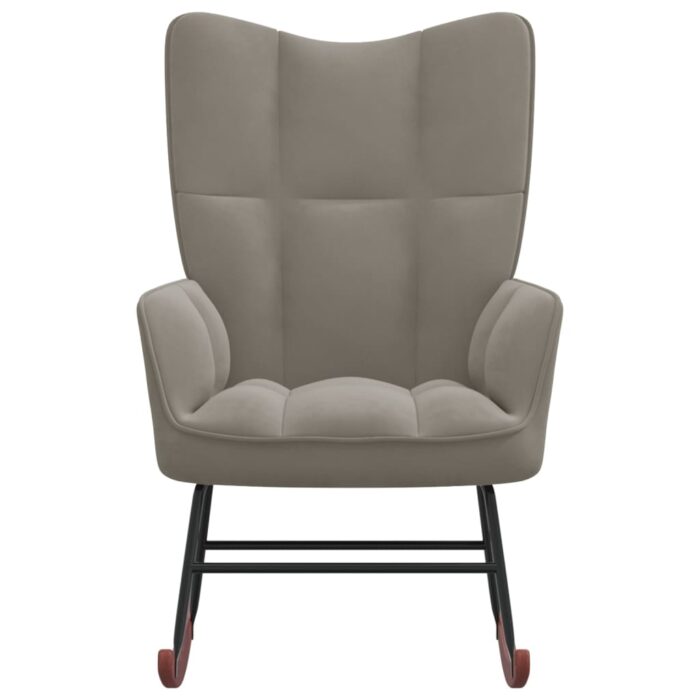 Chaise à bascule Gris clair Velours – Image 2