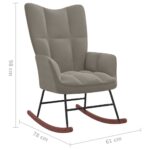 Chaise à bascule Gris clair Velours – Image 6