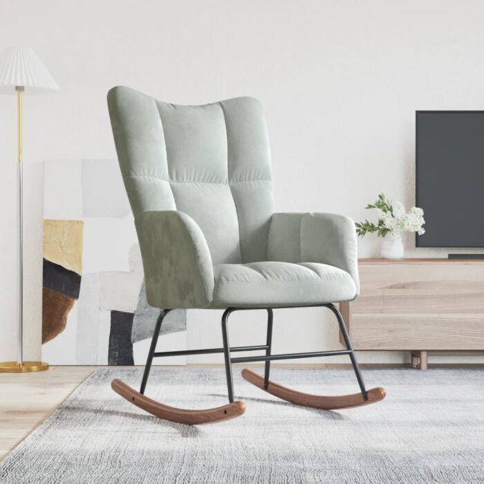 Chaise à bascule Gris clair Velours – Image 1