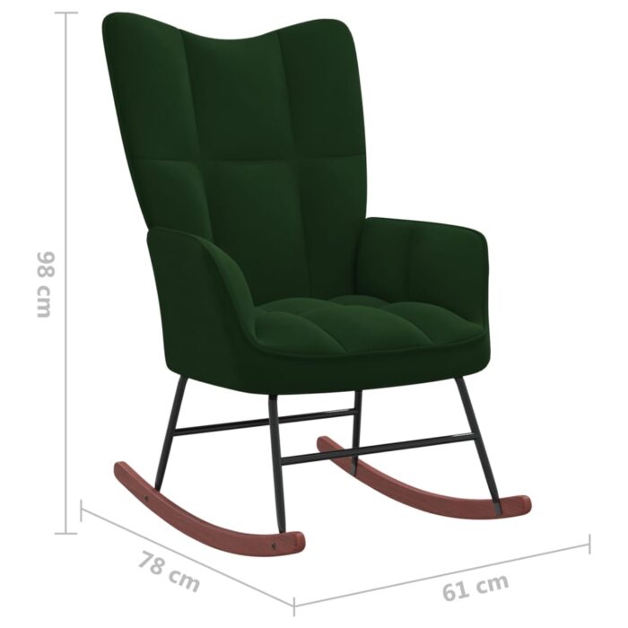 Chaise à bascule Vert foncé Velours – Image 6