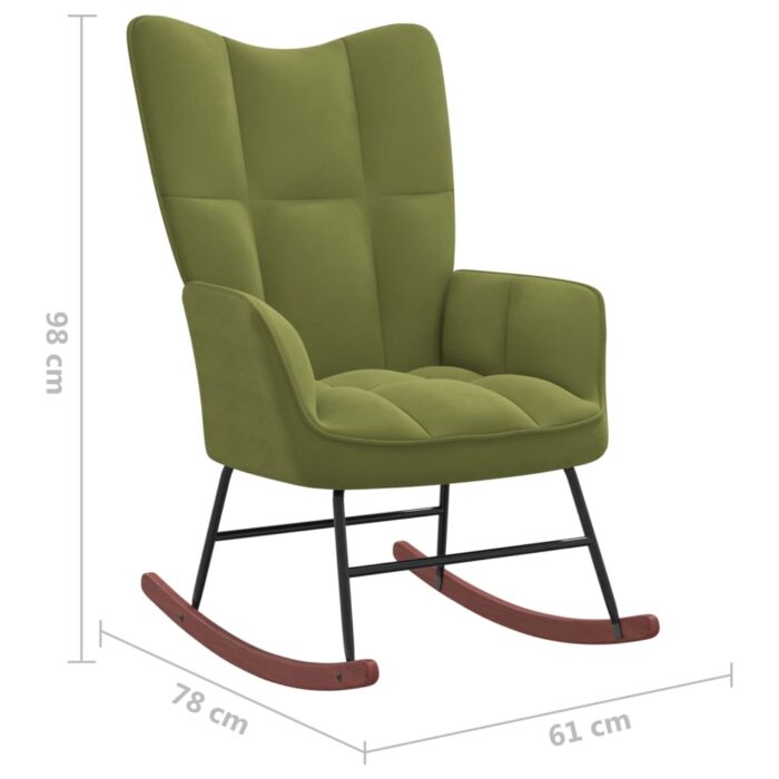 Chaise à bascule Vert clair Velours – Image 6