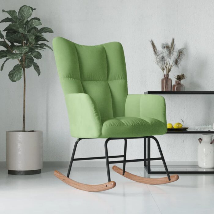 Chaise à bascule Vert clair Velours – Image 1