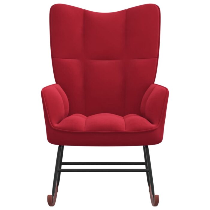 Chaise à bascule Rouge bordeaux Velours – Image 2