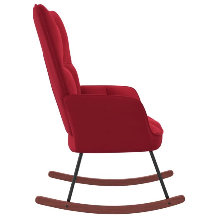 Chaise à bascule Rouge bordeaux Velours – Image 3