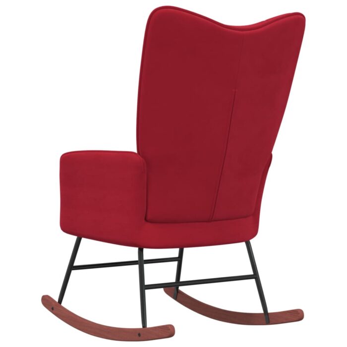 Chaise à bascule Rouge bordeaux Velours – Image 4