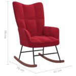 Chaise à bascule Rouge bordeaux Velours – Image 6