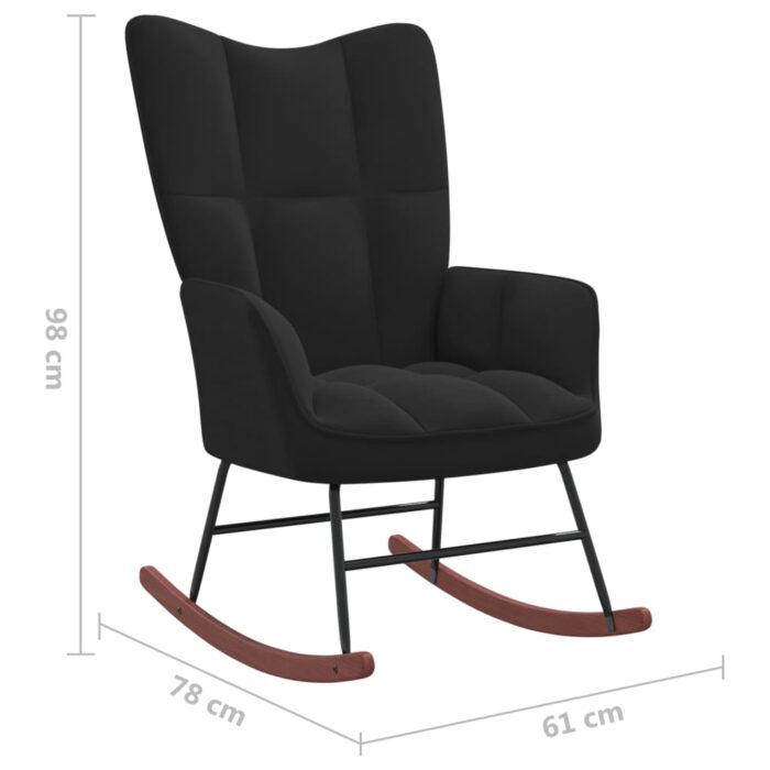 Chaise à bascule Noir Velours – Image 6