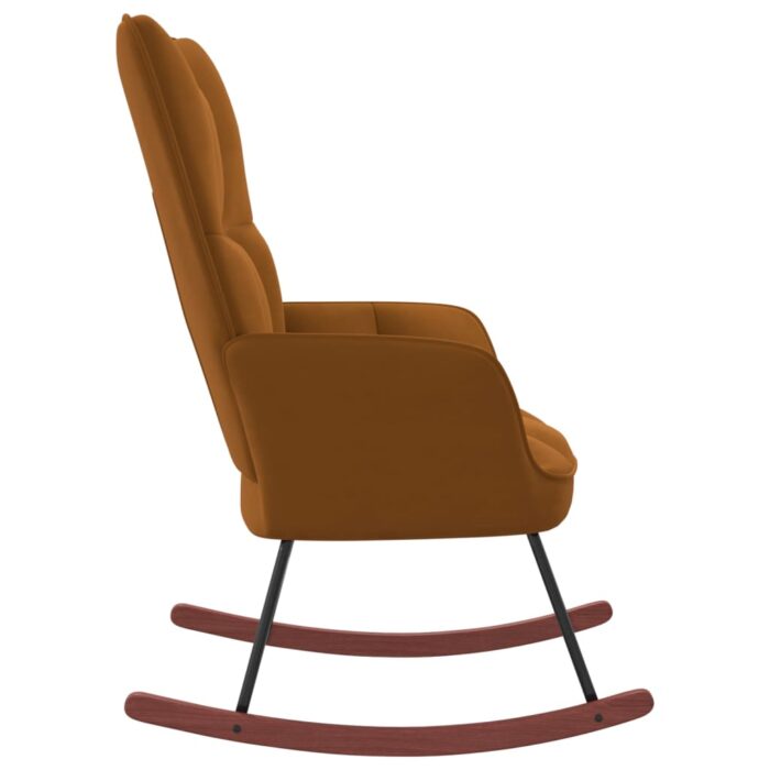 Chaise à bascule Marron Velours – Image 3