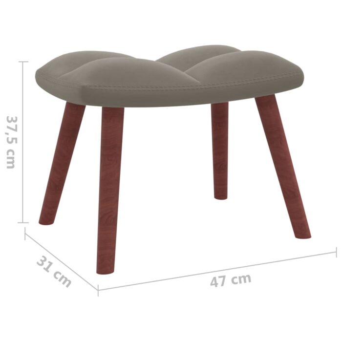 Chaise à bascule avec repose-pied Gris clair Velours – Image 10
