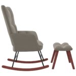 Chaise à bascule avec repose-pied Gris clair Velours – Image 3