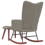 Chaise à bascule avec repose-pied Gris clair Velours – Image 4