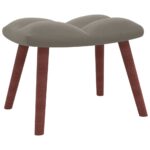 Chaise à bascule avec repose-pied Gris clair Velours – Image 6