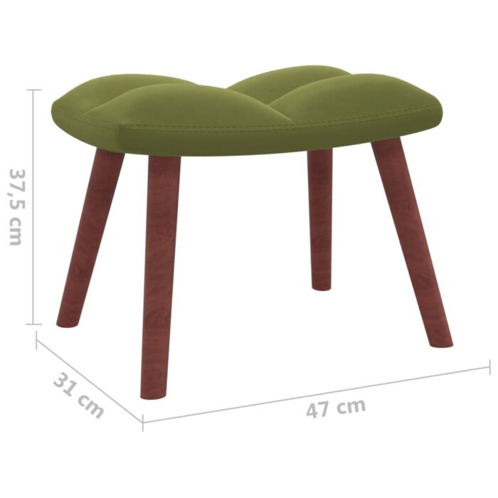 Chaise à bascule avec repose-pied Vert clair Velours – Image 10
