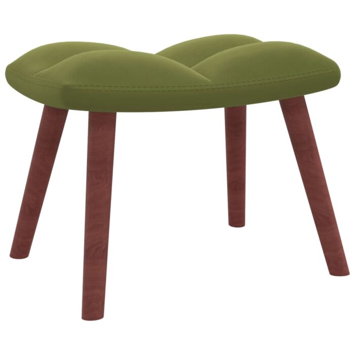 Chaise à bascule avec repose-pied Vert clair Velours – Image 6