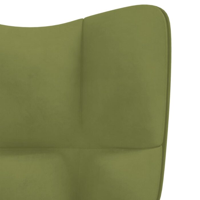 Chaise à bascule avec repose-pied Vert clair Velours – Image 8