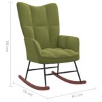 Chaise à bascule avec repose-pied Vert clair Velours – Image 9
