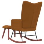 Chaise à bascule avec repose-pied Marron Velours – Image 4