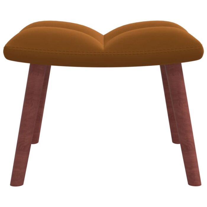 Chaise à bascule avec repose-pied Marron Velours – Image 7