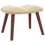 Chaise à bascule avec repose-pied Blanc crème Velours – Image 6
