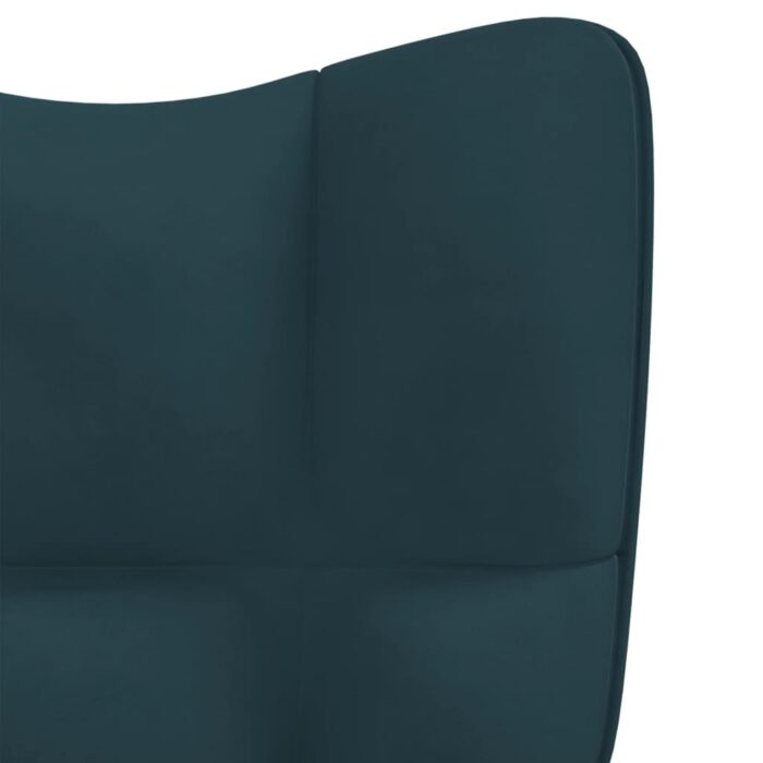 Chaise à bascule avec repose-pied Bleu Velours – Image 8