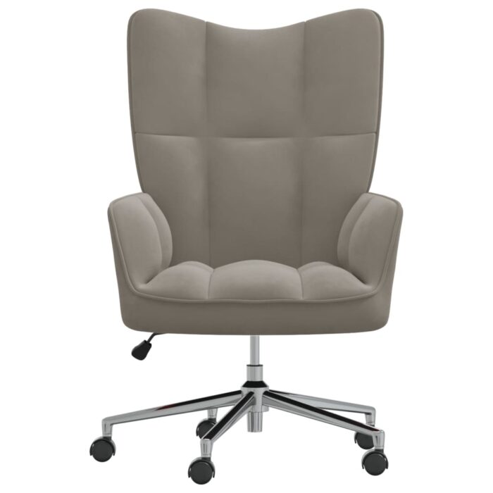 Chaise de relaxation Gris clair Velours – Image 2