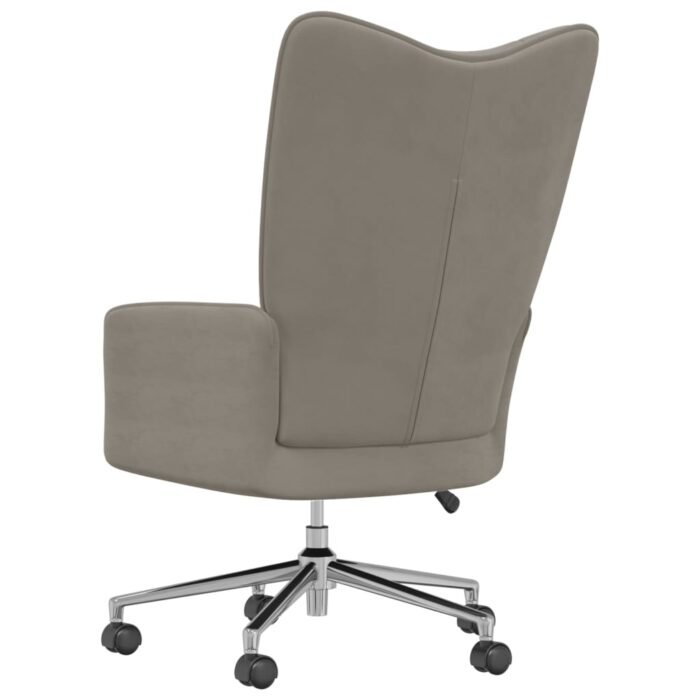 Chaise de relaxation Gris clair Velours – Image 4