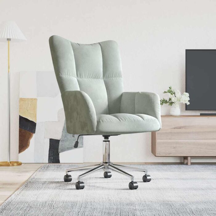 Chaise de relaxation Gris clair Velours – Image 1