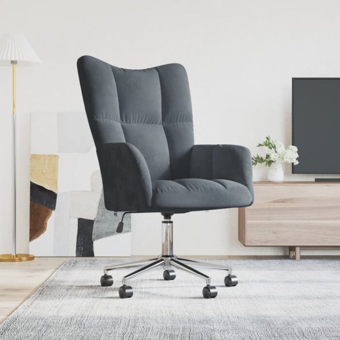 Chaise de relaxation Gris foncé Velours – Image 1